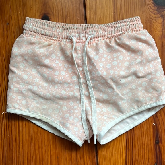 Minnow Swim Other - Kids Pink Floral Swim Trunks with Drawstring